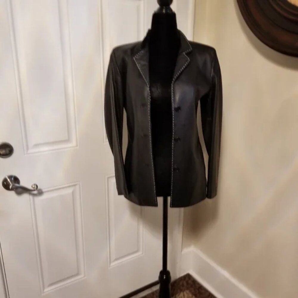 Vera Pelle Black Leather Jacket Size: IT. 40.